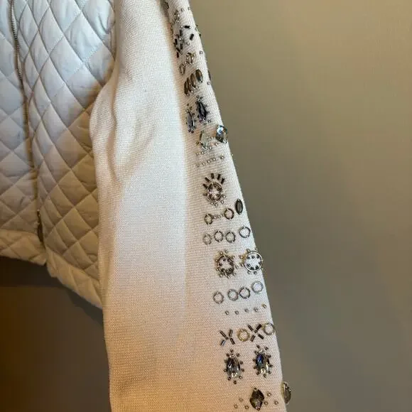 Zenergy By Chico’s Women’s Long Sleeve zip Up Quilted Jacket Size 1 In Ivory - Picture 3 of 4